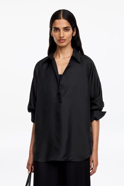 Silk Twill Shirt – Black – Women – ARKET DK