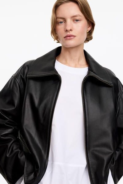 Short Leather Jacket – Black – Women – ARKET WW
