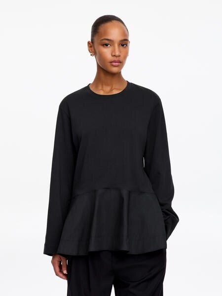 Long-sleeved peplum top – Off-black – ARKET EU