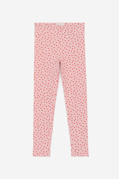 Leggings de canalé – Rosa/corazones rojos – ARKET ES