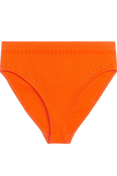 Missguided - Slip Bikini Sgambati In Tessuto Stropicciato Arancione A Quadri Donna 49587819