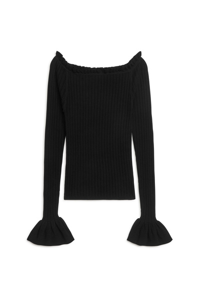 [ 現貨 / 預訂  ⋅˚₊‧ ] unbalanced frilled top / black main image 1