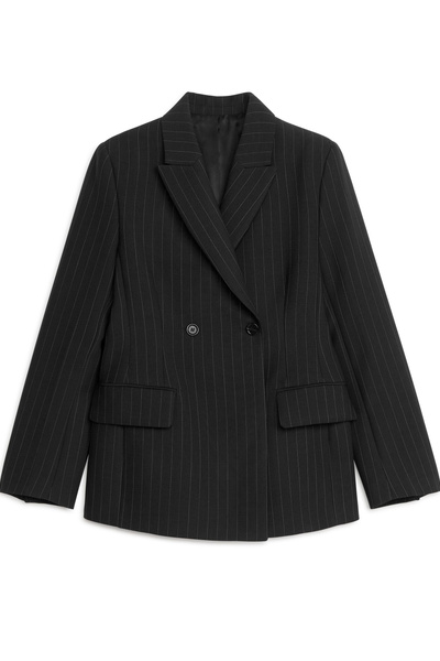 Blazer à pinces à double boutonnage – Noir – ARKET FR