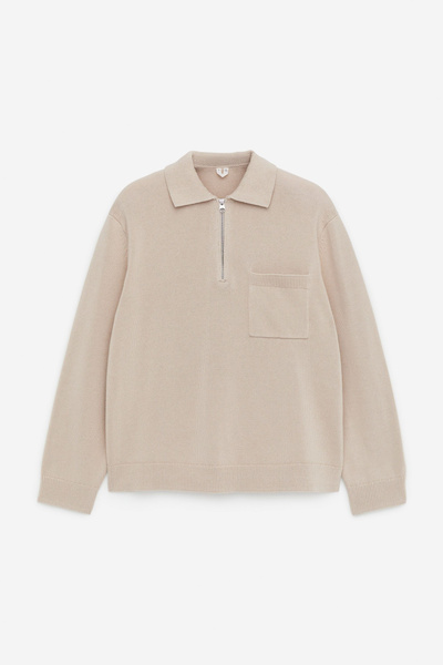トップス ARKET Merino Polo Jumper Merino Polo Jumper - Burgundy - ARKET