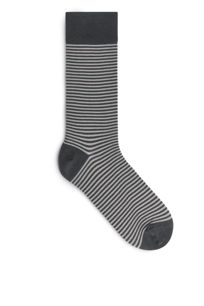 Men's Green & Grey Striped Cotton Socks