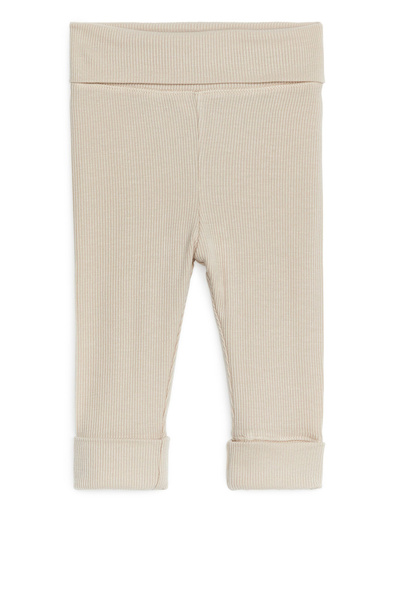 Babyhug Knitted Solid Color Fleece and Woollen Footed Legging - Beige