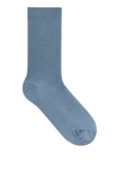 Calzini a coste in cotone mercerizzato - Blue - IT