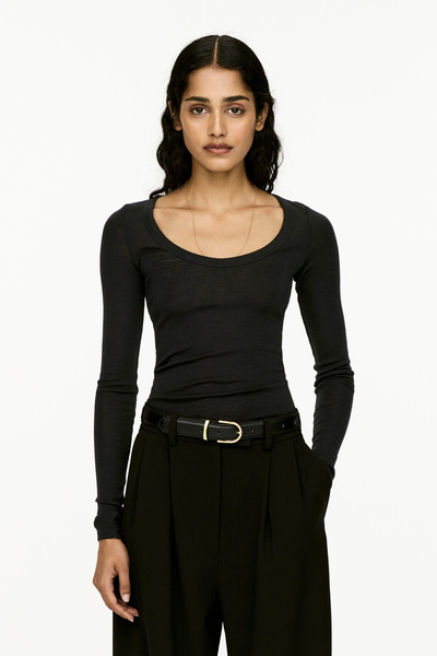 Haut en laine côtelé – Noir – Femme – ARKET FR