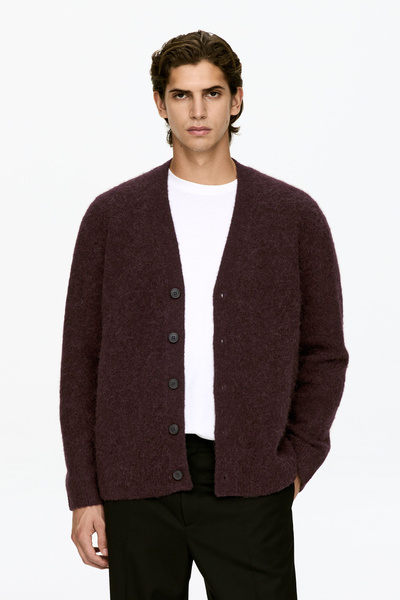 Cardigan en laine et alpaga – Rouge foncé – Homme – ARKET FR