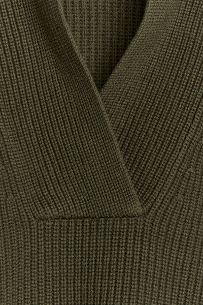 Shawl Collar Jumper – Khaki Green – Women – ARKET NL