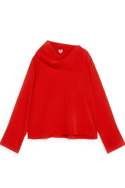 Red Accordion Halter Blouse main image 0