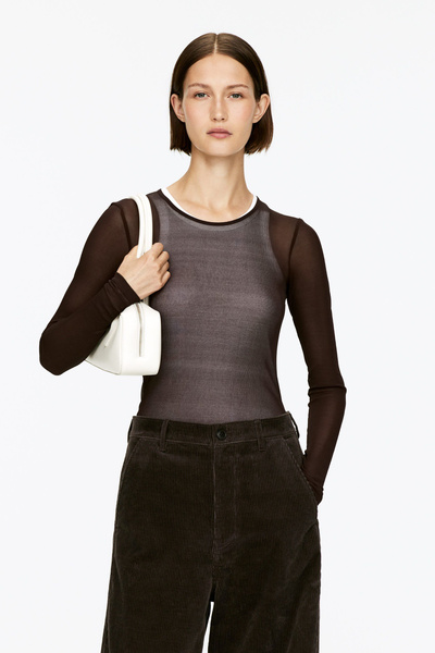 Sheer Silk Top – Dark Brown – Women – ARKET NL