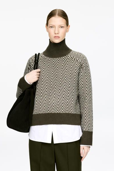 Jaquard-Knit Wool Jumper – Khaki Green – Women – ARKET GB