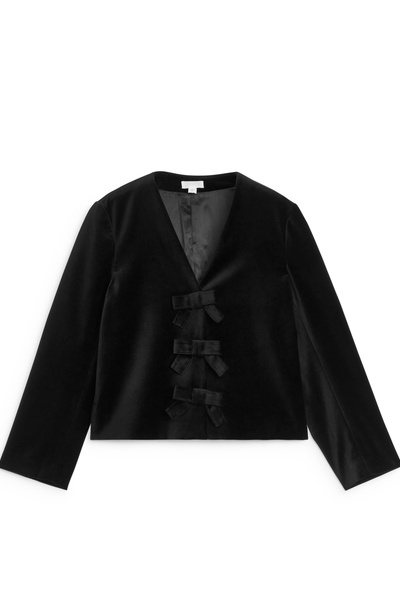 Wide Sleeve Bow Blouse Black
