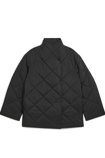 quilted shawl collar jacket