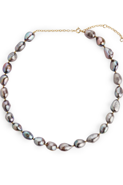 Collana con perle d'acqua dolce - Perla scura/Oro - IT