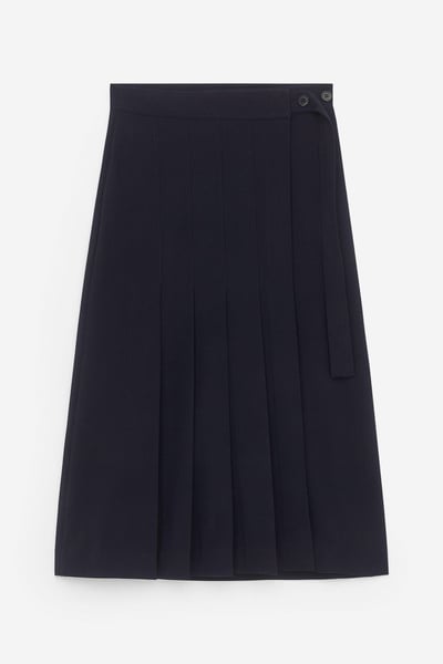 Structure Merino Wool Skirt Blue
