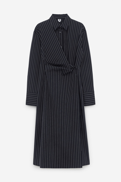 arket linen wrap dress Midi Wrap Dress – White/Dark Blue – Women – ARKET NO