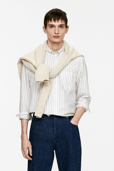 Chemise Oxford – Blanc cassé/vert – Homme – ARKET FR