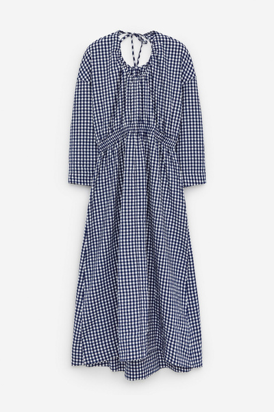 Blue Seersucker Button Dress