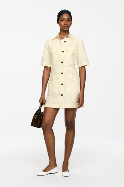 Robilyn Shirt Dress in Cream with Blue and Yellow Linen Blend main image 1