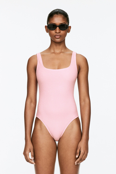 Icker Sea Contrast Trim Mini Square Cut Trunk Swimwear Pink COB-12-132 main image 1