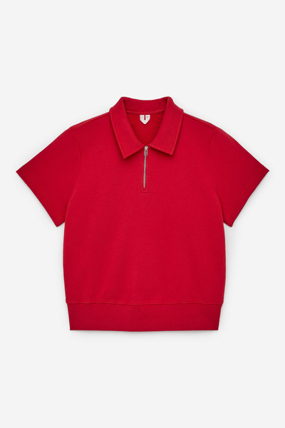 Half-Zip Terry Top – Red – Women – ARKET EU