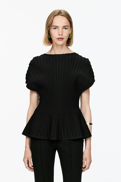 Haut péplum en maille fine – Noir – Femme – ARKET FR