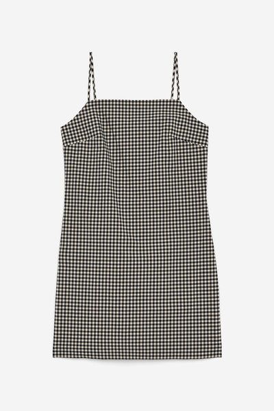 Arina Gingham Tie-Front Mini Dress - Blue
