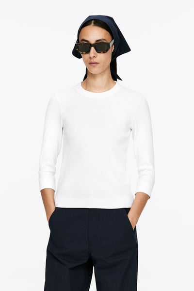 Ribbad topp – Vit – Women – ARKET SE