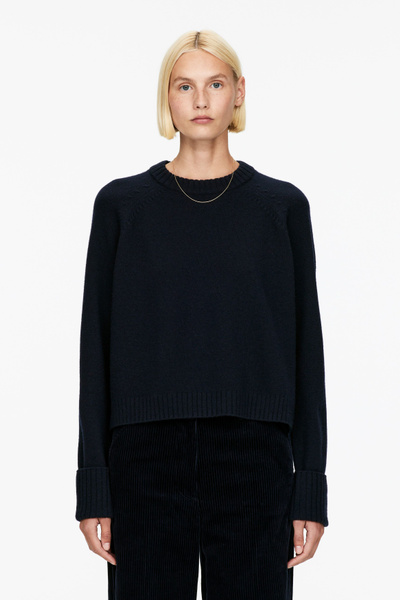 Pull en laine à poignets repliés – Bleu foncé – ARKET FR