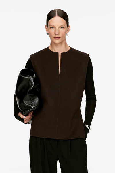 Gilet en laine mélangée doublée – Marron foncé – ARKET FR