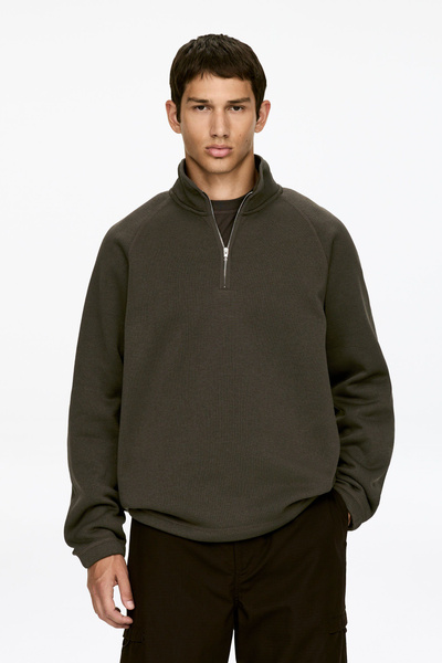 Half-Zip Fleece Sweatshirt – Dark Mole – Men – ARKET GB