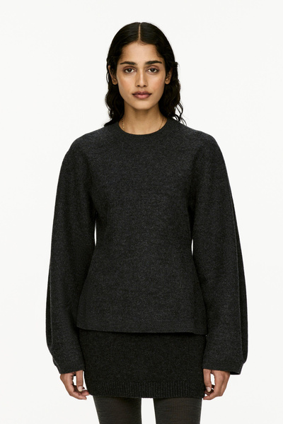 Pull en laine bouillie – Gris foncé chiné – Femme – ARKET FR