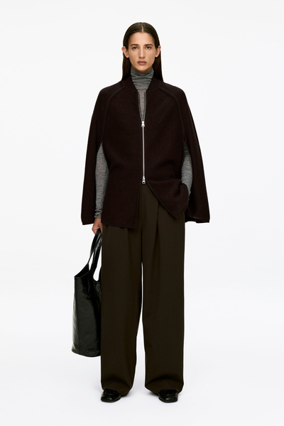 Cape en laine bouillie – Marron foncé – Femme – ARKET FR