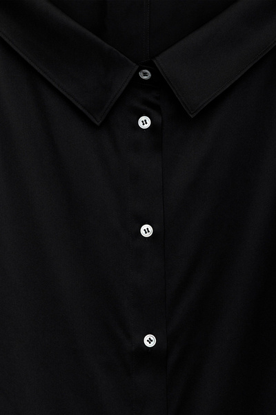 Open-Neck Silk Shirt – Black – Women – ARKET EU