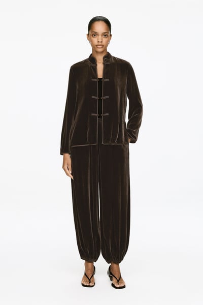 Viscose-Silk Velvet Overshirt – Brown – Women – ARKET WW