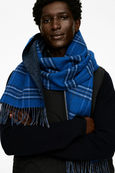 Cotton Scarf Mens Check Scarf ARKET And Barbour Wool Scarf – Blue