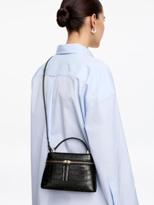Leather Crossbody Bag – Black/Faux Crocodile – ARKET DK