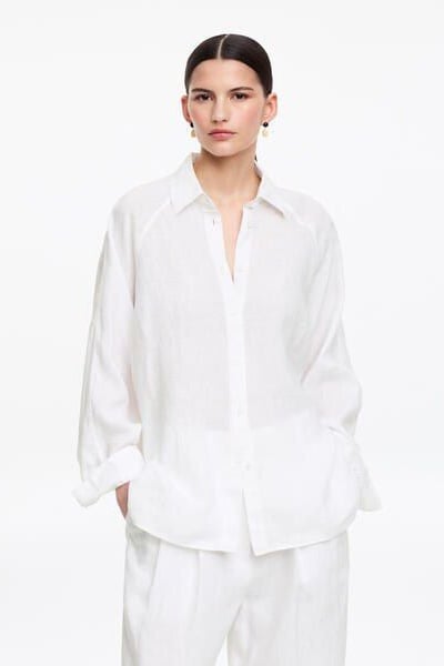 Relaxed Linen Shirt – White – Women – ARKET EU
